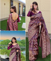 Wine Banarasi Silk Saree | Festival & Ceremony Wear