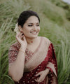 Wine Banarasi Silk Saree | Festival & Ceremony Wear