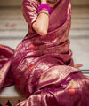 Wine Banarasi Silk Saree | Festival & Ceremony Wear