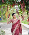 Wine Banarasi Silk Saree | Festival & Ceremony Wear