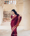 Wine Banarasi Silk Saree | Festive & Party Wear