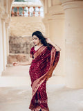 Wine Banarasi Silk Saree | Festive & Party Wear