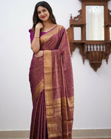 Wine Banarasi Silk Saree | Festive & Party Wear
