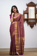 Wine Banarasi Silk Saree | Festive & Party Wear