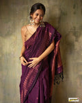Wine Banarasi Silk Saree | Festive & Party Wear