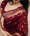 Wine Banarasi Silk Saree | Festive & Party Wear