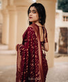 Wine Banarasi Silk Saree | Festive & Party Wear