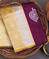 Wine Banarasi Silk Saree | Festive & Party Wear