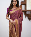 Wine Banarasi Silk Saree | Festive & Party Wear