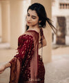 Wine Banarasi Silk Saree | Festive & Party Wear