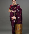 Wine Banarasi Silk Saree | Traditional Wedding Wear
