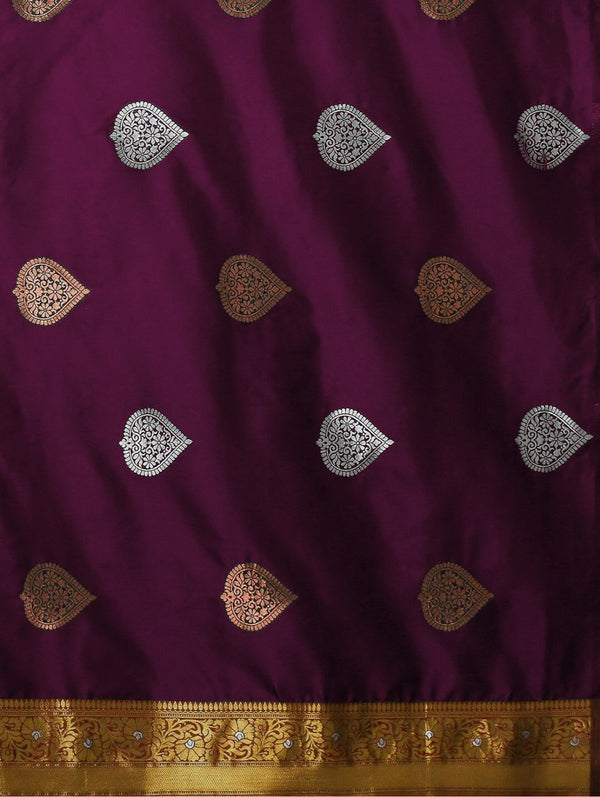 Wine Banarasi Silk Saree | Traditional Wedding Wear