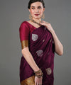 Wine Banarasi Silk Saree | Traditional Wedding Wear