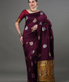 Wine Banarasi Silk Saree | Traditional Wedding Wear