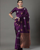 Wine Banarasi Silk Saree | Traditional Zari Weave