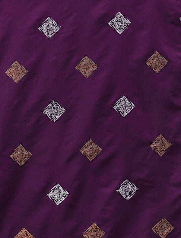Wine Banarasi Silk Saree | Traditional Zari Weave
