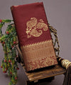 Wine Banarasi Silk Saree | Traditional Zari Weave