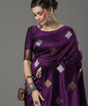 Wine Banarasi Silk Saree | Traditional Zari Weave