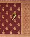 Wine Banarasi Silk Saree | Traditional Zari Weave