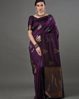 Wine Banarasi Silk Saree | Wedding & Festive Wear