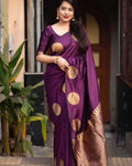 Wine Banarasi Silk Saree | Wedding & Festive Wear