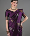 Wine Banarasi Silk Saree | Wedding & Festive Wear