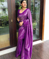 Wine Banarasi Silk Saree | Wedding & Reception Wear