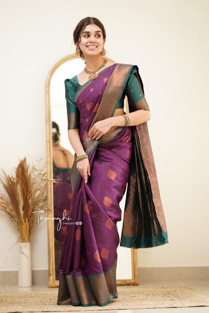 Wine Banarasi Silk Saree | Wedding & Reception Wear