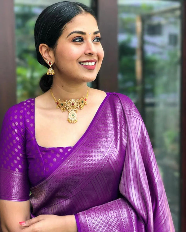 Wine Banarasi Silk Saree | Wedding & Reception Wear