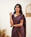 Wine Banarasi Silk Saree | Wedding & Reception Wear