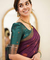 Wine Banarasi Silk Saree | Wedding & Reception Wear