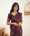 Wine Banarasi Silk Saree | Wedding & Reception Wear