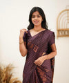 Wine Banarasi Silk Saree | Wedding & Reception Wear