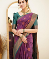 Wine Banarasi Silk Saree | Wedding & Reception Wear