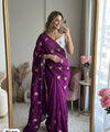 Wine Chiffon Party Wear Saree with Siroski & Moti Work | RD KHUSHI