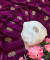 Wine Chiffon Party Wear Saree with Siroski & Moti Work | RD KHUSHI