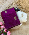 Wine Chiffon Party Wear Saree with Siroski & Moti Work | RD KHUSHI