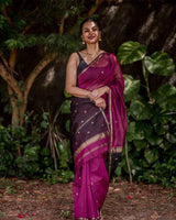 Wine Cotton Saree | Comfort Handloom Weave