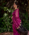 Wine Cotton Saree | Comfort Handloom Weave