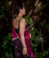 Wine Cotton Saree | Comfort Handloom Weave