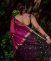 Wine Cotton Saree | Comfort Handloom Weave