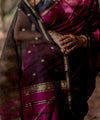 Wine Cotton Saree | Comfort Handloom Weave