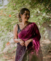 Wine Cotton Saree | Comfort Handloom Weave