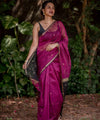 Wine Cotton Saree | Comfort Handloom Weave