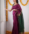Wine Cotton Saree | Festive & Party Wear