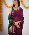 Wine Cotton Saree | Festive & Party Wear