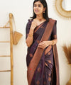 Wine Jacquard Silk Saree | Ethnic Wear for Women