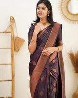 Wine Jacquard Silk Saree | Ethnic Wear for Women