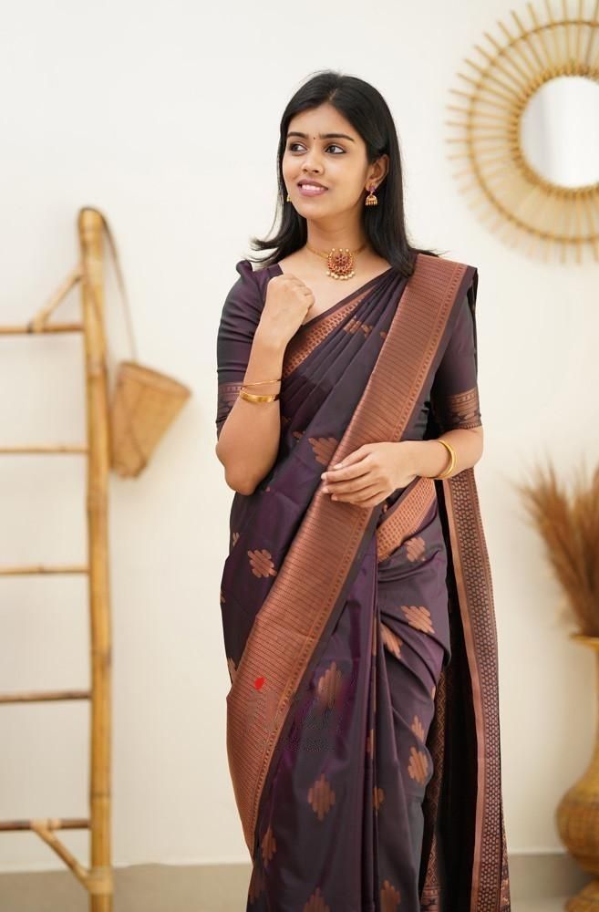 Wine Jacquard Silk Saree | Ethnic Wear for Women