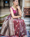 Wine Jacquard Silk Saree | Ethnic Wear for Women